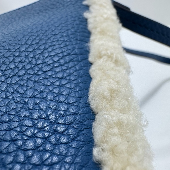 COACH Blue Extra Large Leather Sherpa Wristlet